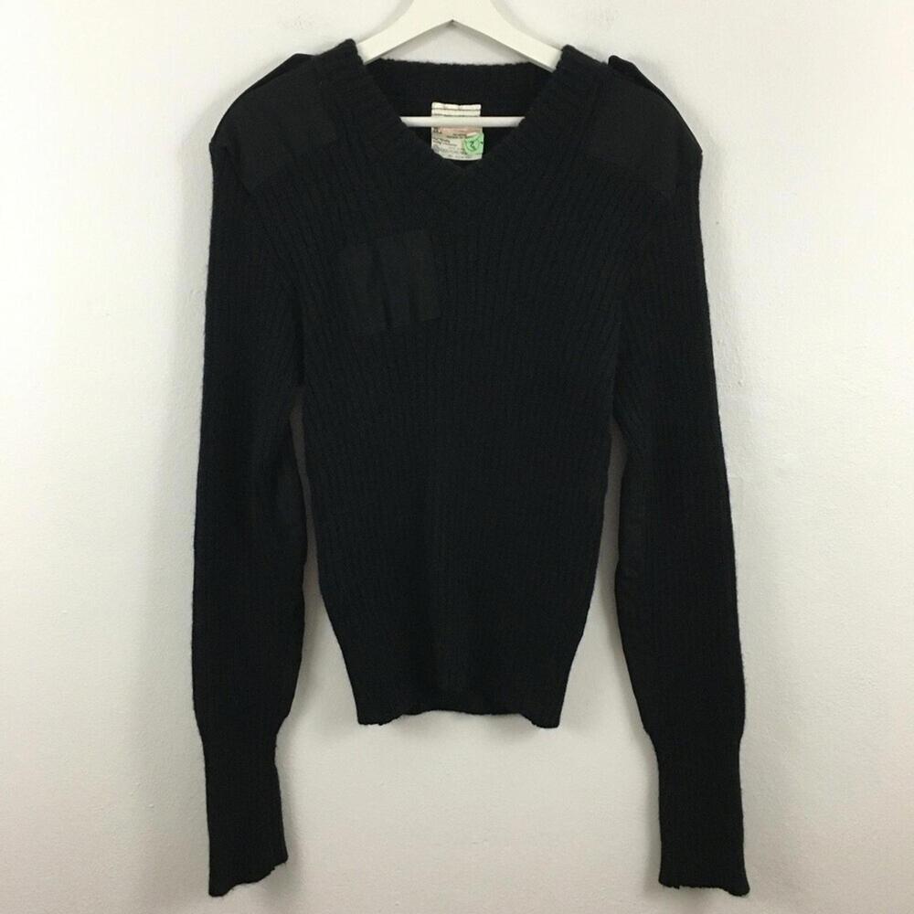 Brigade Quartermasters Men’s 100% Wooly Pully Wool Sweater Black Size 40